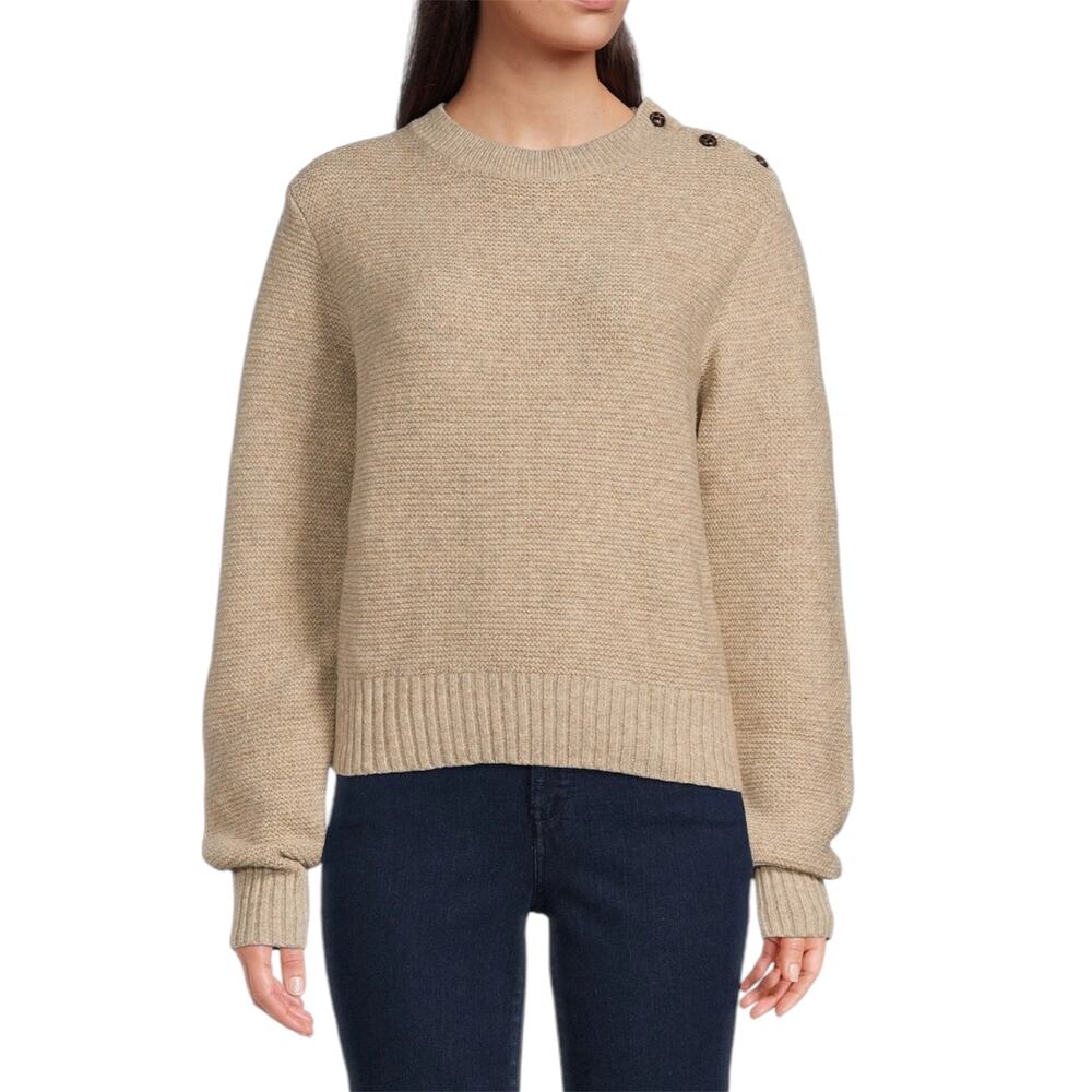 Normal Brand Elena Crewneck Knit Sweater Camel Tan Small